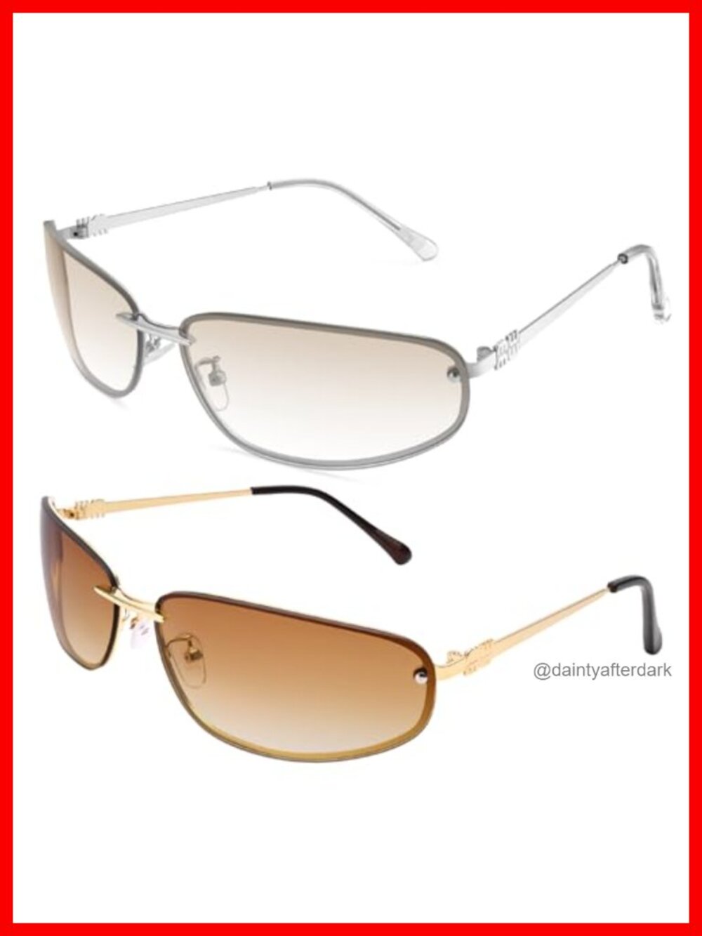 Retro Metal Wrap Around Y2K Sunglasses UV400 Lightweight Oval Frame